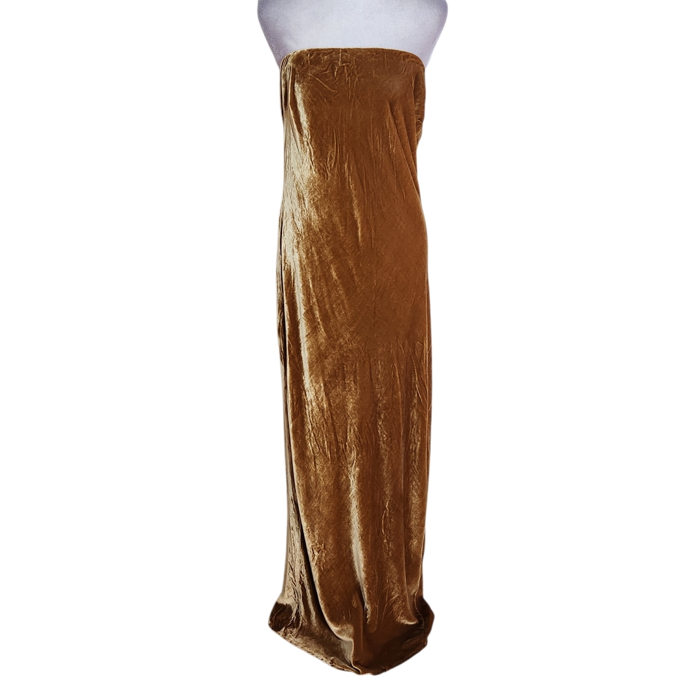 Reformation Gold Velvet Strapless Maxi Dress Size XL P NWT Wedding Guest Dress